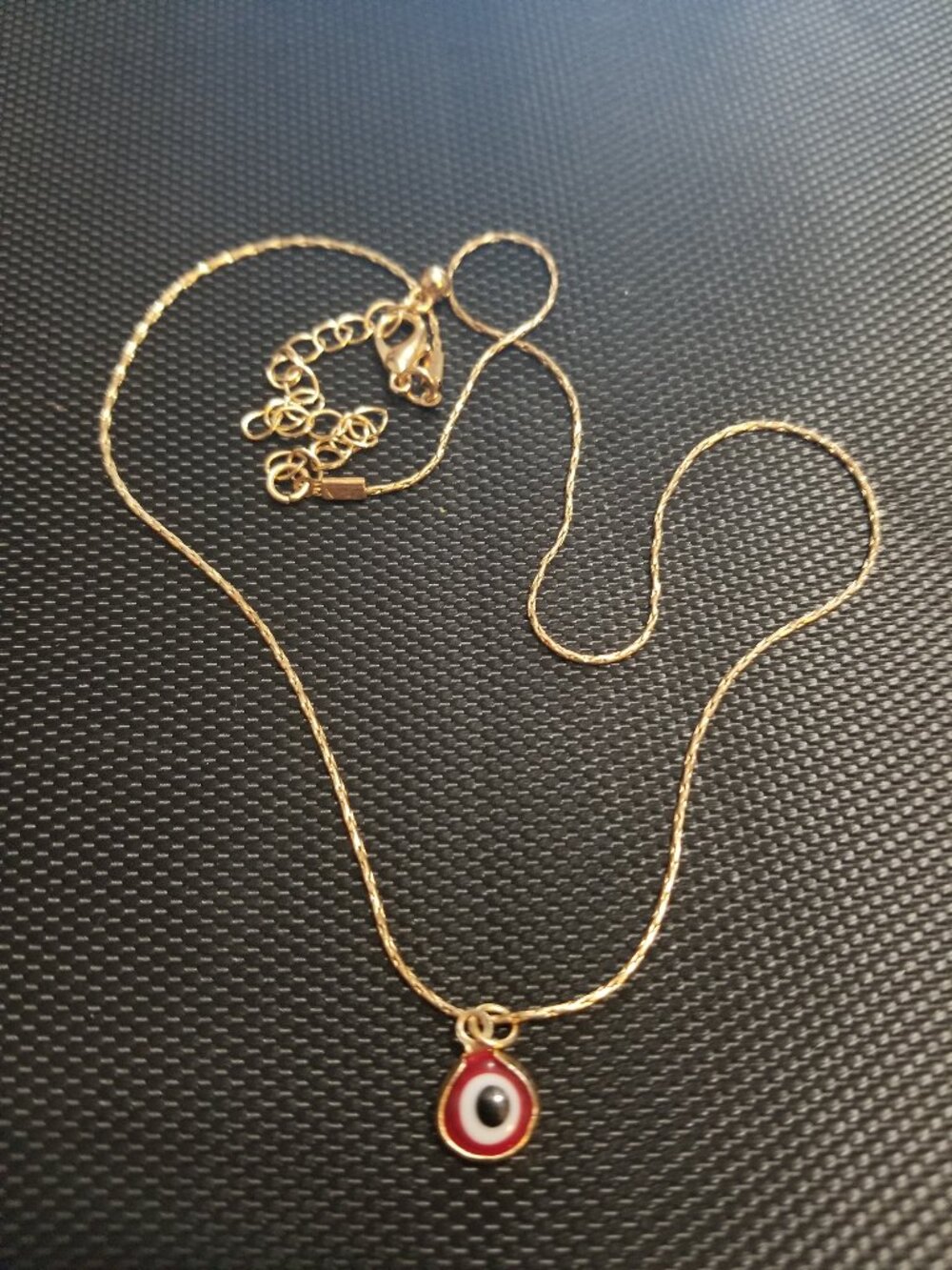 Dainty Red Evil Eye (Nazar Bonjuk) 14 Karat Real-Gold Pendant Necklace